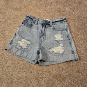Hollister Women's Denim Blue Distressed Shorts Size 0/00